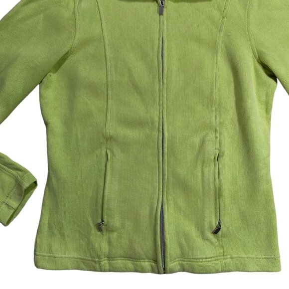 Y2K Lime Green Zip Up Cardigan Sweater Lady Hathaway Size Small - Picture 5 of 6